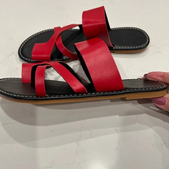 NWOT Red and Black Strappy Sandals - Picture 2 of 3